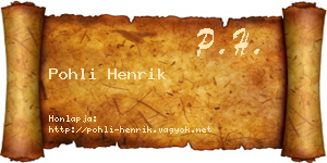 Pohli Henrik névjegykártya